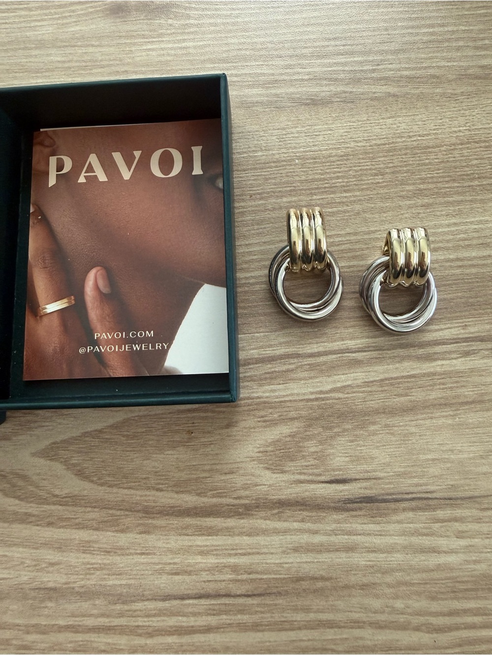Pavoi Interlocking Hoop Earrings in Gold & Silver